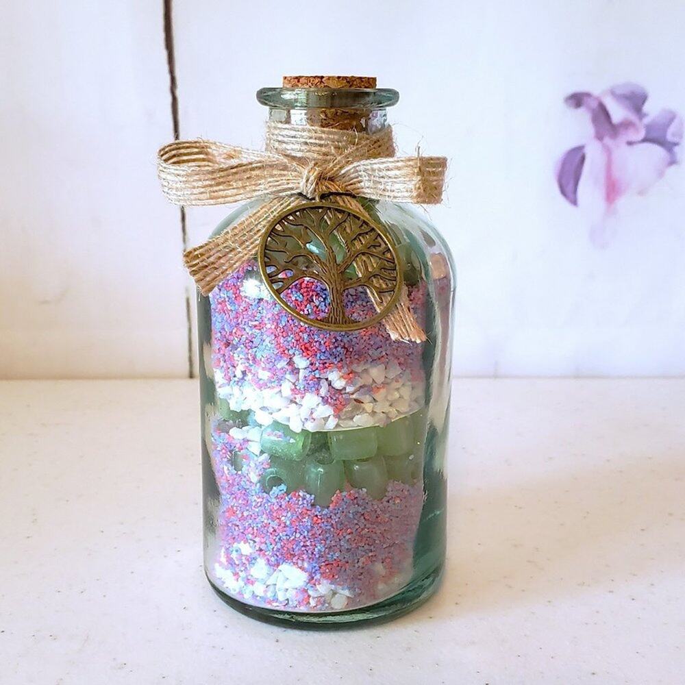 Unbranded Decorative Sand Tree Of Life Tinted Glass Bottle